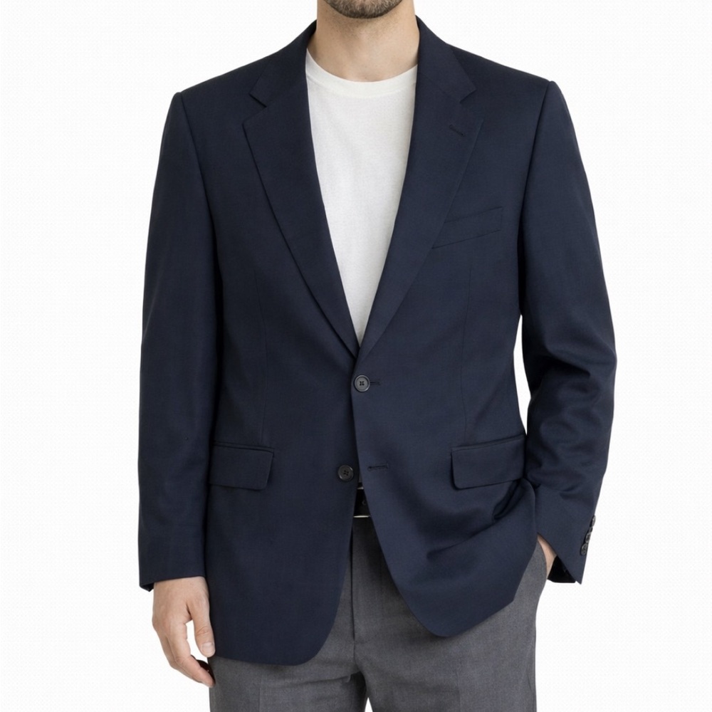 Hickey Freeman Boardroom Windowpane Navy Blazer Sport Coat 42R wool Cashmere